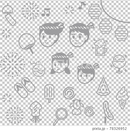 Summer summer festival festival fireworks icon simple touch person family illustration material set Summer summer festival festival fireworks icon simple touch person family illustration material set 78326952