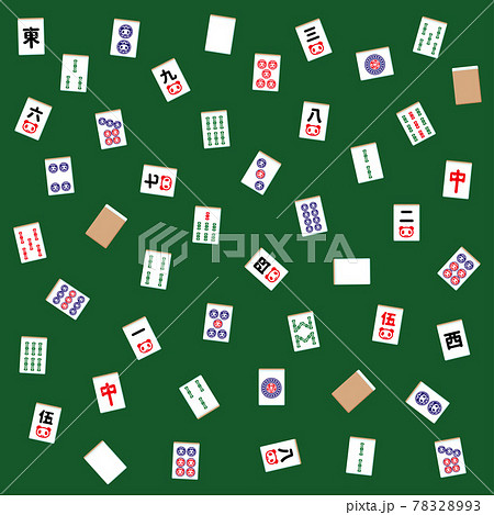 シンプルかわいい麻雀牌の模様正方形サイズのイラスト素材 7293