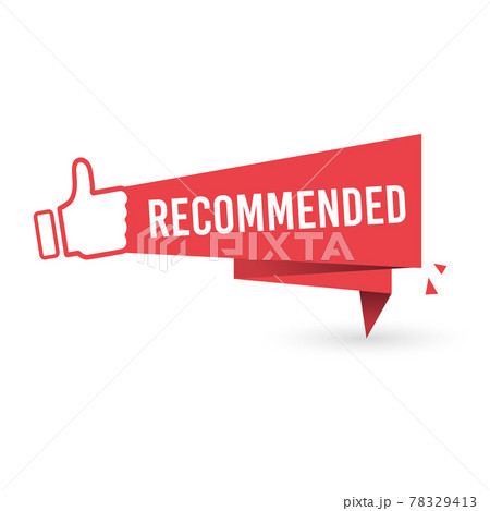 Red vector illustration banner recommended with thumbs up. Red vector illustration banner recommended with thumbs up. 78329413