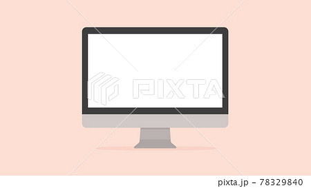 背景がピンクのかわいいコンピューター シシンプルなデスクトップ型パソコンのモニター 文字スペースのイラスト素材