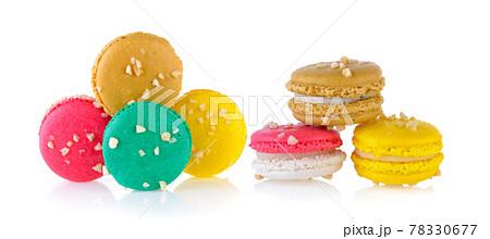 macaroons on white background 78330677