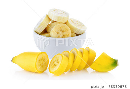 slice banana in bowl on white background 78330678