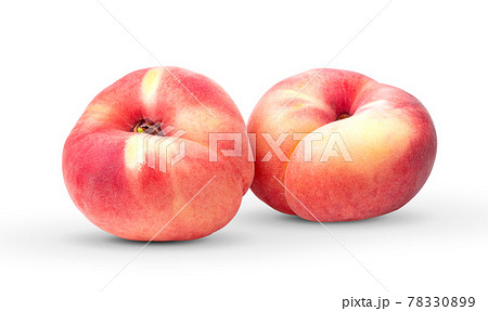 flat donut peaches on white background flat donut peaches on white background 78330899