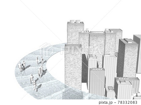 ビル群 都市 街並 発展 活動 ビジネス 働く人々 文化 経済 単色 シンプル イメージ 3dcg のイラスト素材 73