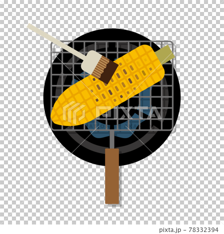 Illustration of grilling corn with a net Illustration of grilling corn with a net 78332394