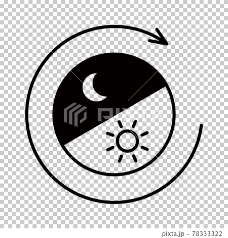 24 小時圖像插圖。箭頭(線描,黑色)從早到晚 24 小時圖像插圖。箭頭(線描,黑色)從早到晚 78333322