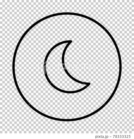夜イメージの丸型アイコン（線画、黒） 78333325