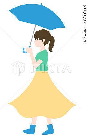 傘をさす女性のイラスト素材