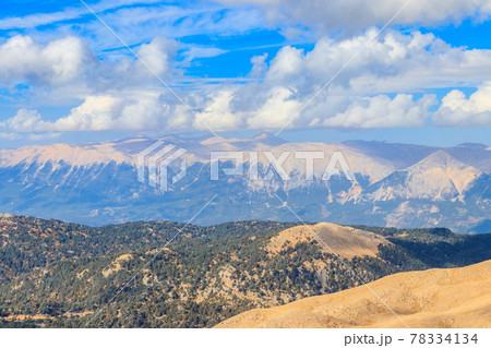 View of the Taurus mountains from a top of Tahtali mountain near Kemer, Antalya Province in Turkey View of the Taurus mountains from a top of Tahtali mountain near Kemer, Antalya Province in Turkey 78334134