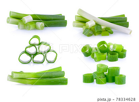 green onion slice on white background 78334628