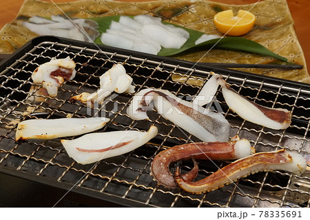 アオリイカの一夜干しを焼く アオリイカの一夜干しを焼く 78335691