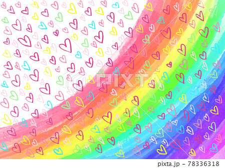 手書きのハートと虹 背景素材 Love 愛情表現 愛してる 大好きのイラスト素材