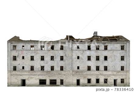 Ruined city building isolated on white 3d illustration Ruined city building isolated on white 3d illustration 78336410