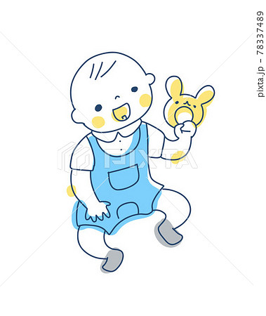 ガラガラを持って遊ぶ赤ちゃん 78337489