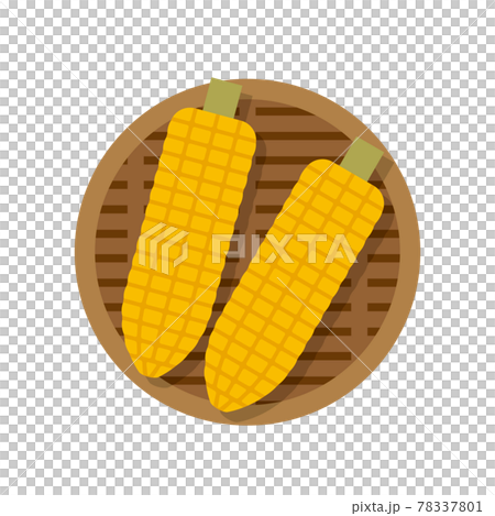 ザルにのせたとうもろこしのイラスト ザルにのせたとうもろこしのイラスト 78337801