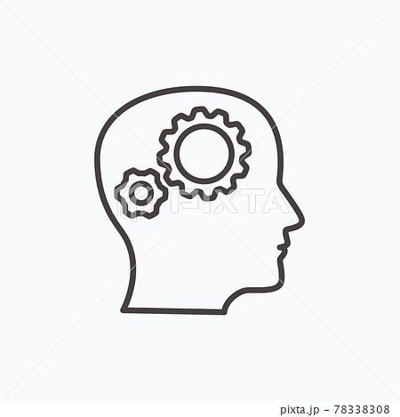 Development solution thin Line Icon. Gear in human dead innovation logo. Vector Illustration. EPS10 78338308