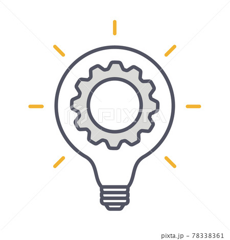 Innovation Thin Line Symbol Cogwheel And Lamp のイラスト素材 7361