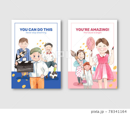 Card template with World Youth Skills Day concept,watercolor style 78341164