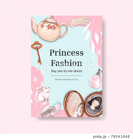 Poster template with princess outfit concept ,watercolor style 78341648
