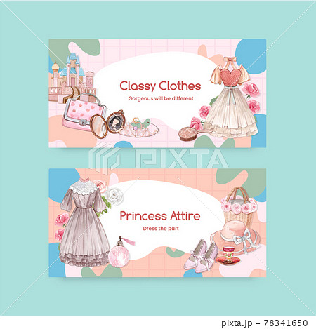 Twitter template with princess outfit concept ,watercolor style 78341650