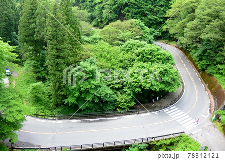 碓氷第三橋梁めがね橋からの旧国道18号 78342421