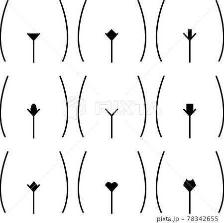 いろんな形のVIOアンダーヘアのベクターイラスト(黒) いろんな形のVIOアンダーヘアのベクターイラスト(黒) 78342655