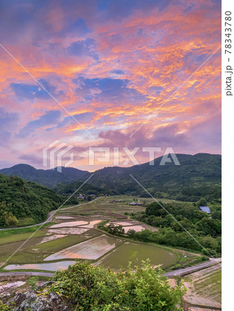 田染荘の夕焼け 田染荘の夕焼け 78343780