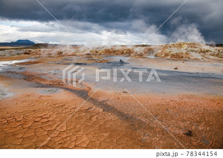 Cracked mud Hverir geothermal area Namafjall Myvatn Northeastern Iceland Scandinavia 78344154