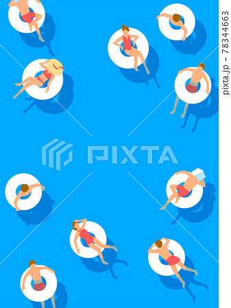 水着で浮き輪に乗った人々 水着で浮き輪に乗った人々 78344663