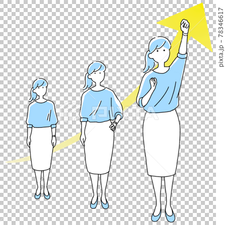 成長するキャリアウーマンのイメージイラストのイラスト素材