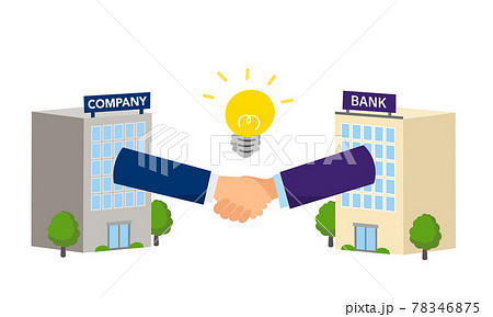 銀行に融資を受けるイメージイラスト 握手するビジネスマン ベクターのイラスト素材