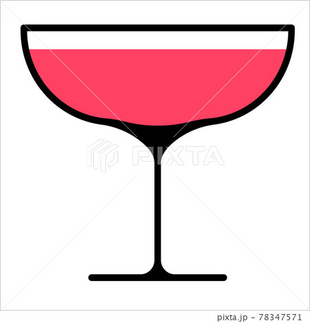 Vector isolated cocktail glass. Pictogram champagne saucer. Flat style 78347571