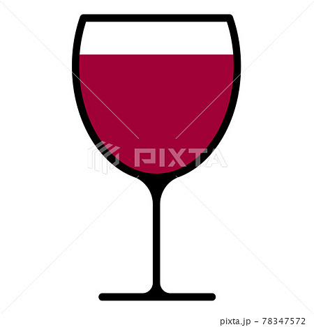 Wine glass with red wine on white background. Flat style. Vector illustration 78347572