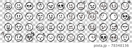 顔_アイコン_セット_顔文字 イラスト ベクター face Icon 78348136