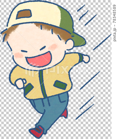A cute hand-drawn manga-style illustration set for children who run happily A cute hand-drawn manga-style illustration set for children who run happily 78348589