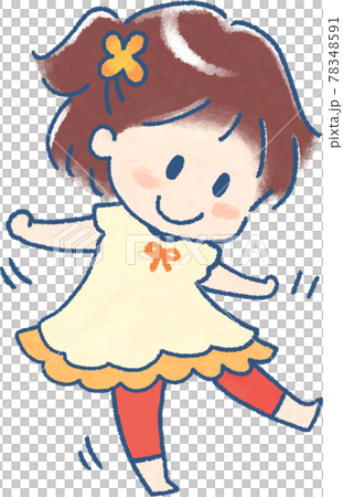 ゆらゆらしながら片足で立つ子供のかわいらしい手描きマンガ風イラストセット 78348591