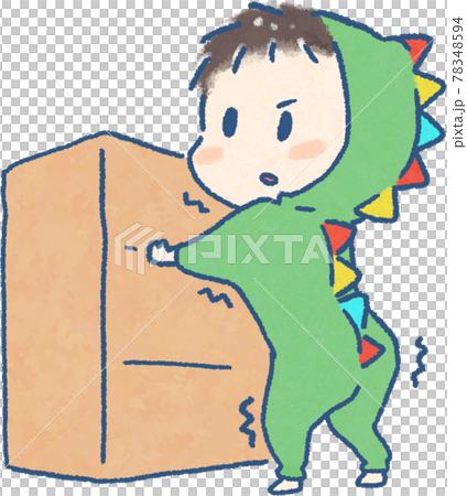 一個可愛的手繪漫畫風格插圖，適合站在五斗櫃上的孩子 78348594