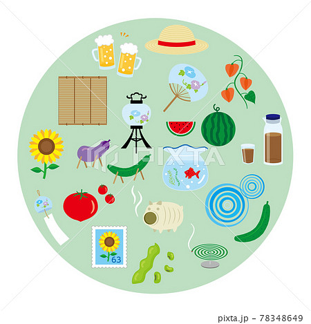 日本の夏のベクターイラストセット 日本の夏のベクターイラストセット 78348649