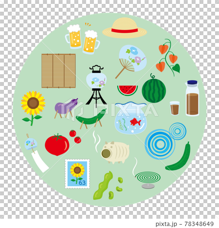 日本の夏のベクターイラストセット 日本の夏のベクターイラストセット 78348649