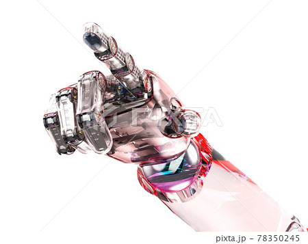 Glassy robot finger point isolated 78350245