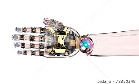Glassy robot hand isolated Glassy robot hand isolated 78350249