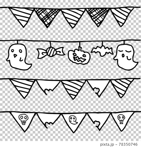 萬聖節花環線的各種線條圖 78350746