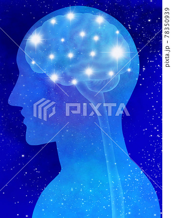 神秘的な脳と横顔、銀河 78350939