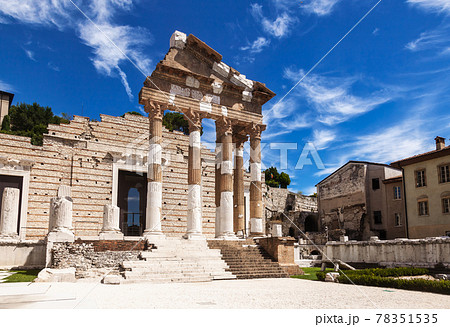 Capitolium of Brixia at UNESCO Monumental area Roman forum in Brescia Lombardy Northern Italy Capitolium of Brixia at UNESCO Monumental area Roman forum in Brescia Lombardy Northern Italy 78351535
