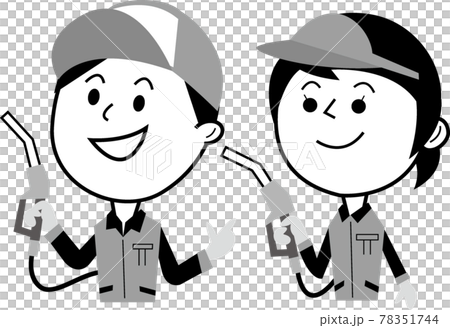 ガソリンスタンドのスタッフ 1色 のイラスト素材