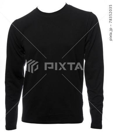 Black longsleeve cotton tshirt template isolated 78352035