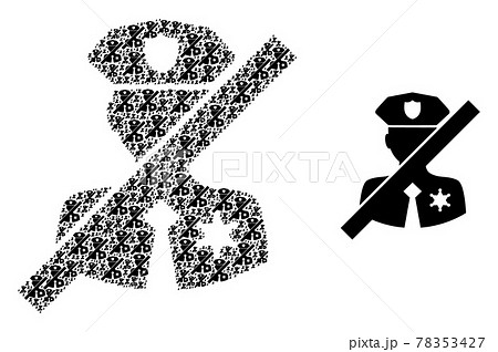 No Police Sheriff Mosaic of No Police Sheriff Items and Original Icon 78353427