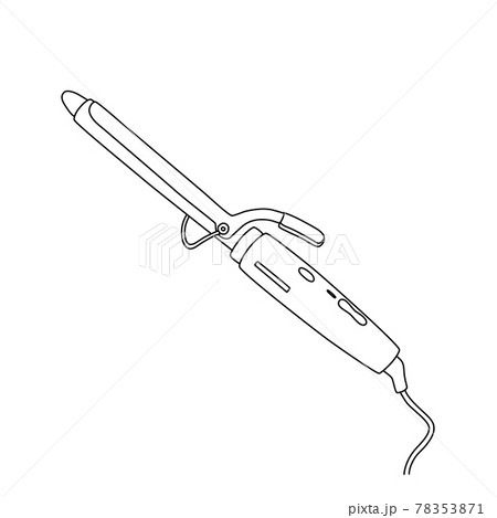 Curling iron icon on a white background, editable stroke. Sketch, hair salon tool doodle.Vector illustration. Curling iron icon on a white background, editable stroke. Sketch, hair salon tool doodle.Vector illustration. 78353871