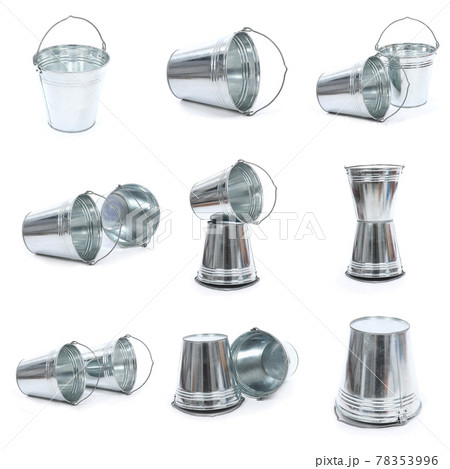 Nine empty metal bucket Nine empty metal bucket 78353996