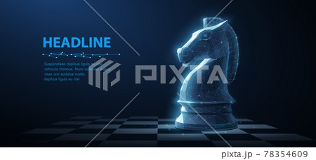 Knight. Abstract vector 3d chess knight on chessboard. Business strategy, marketing solution, strategic vision, innovate technology concept. Knight. Abstract vector 3d chess knight on chessboard. Business strategy, marketing solution, strategic vision, innovate technology concept. 78354609